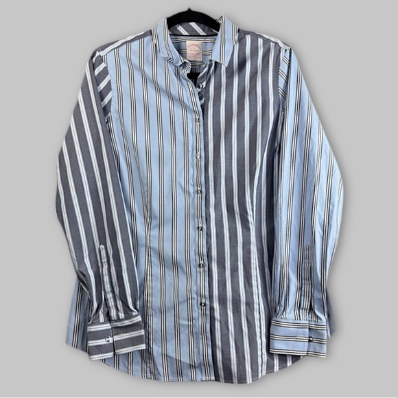 Brooks Brothers Contemporary Button Up Blue Striped Long Sleeves Shirt Size 12 - Picture 1 of 16